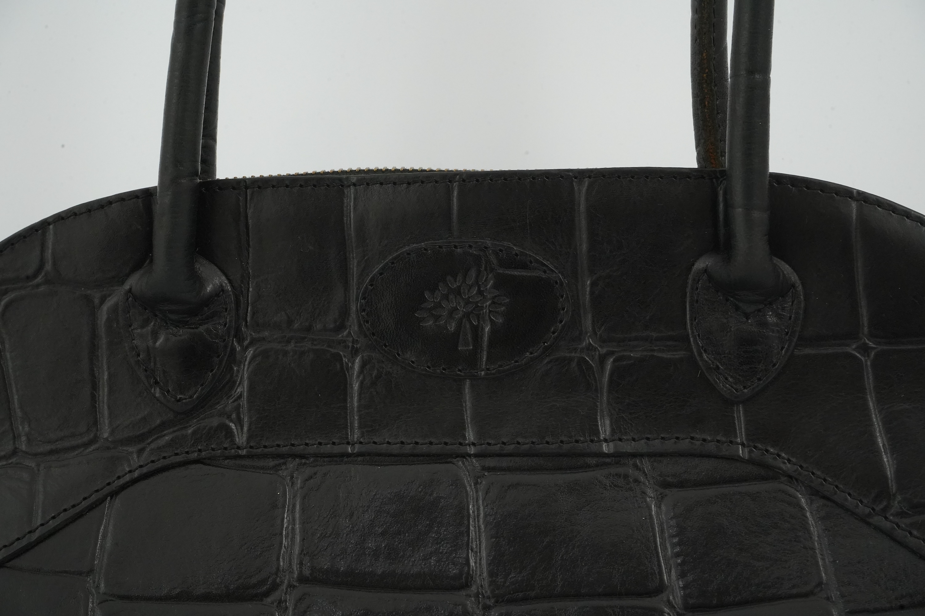 A Mulberry black moc croc shoulder bag